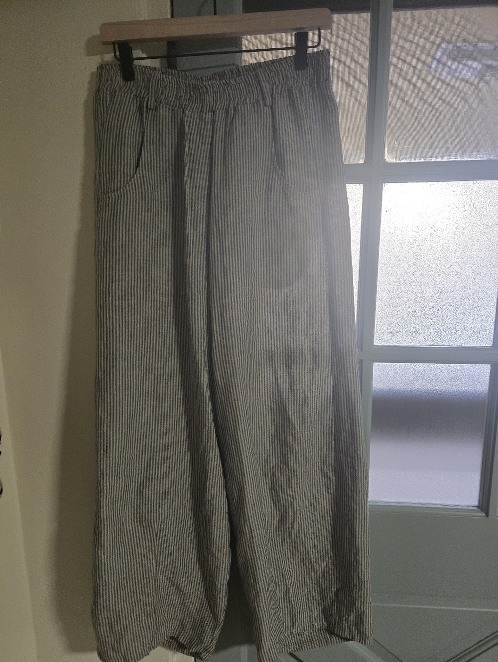 Linen Fox Frankie Trousers In Grey Stripe